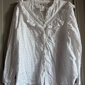 LOFT Textured White Blouse